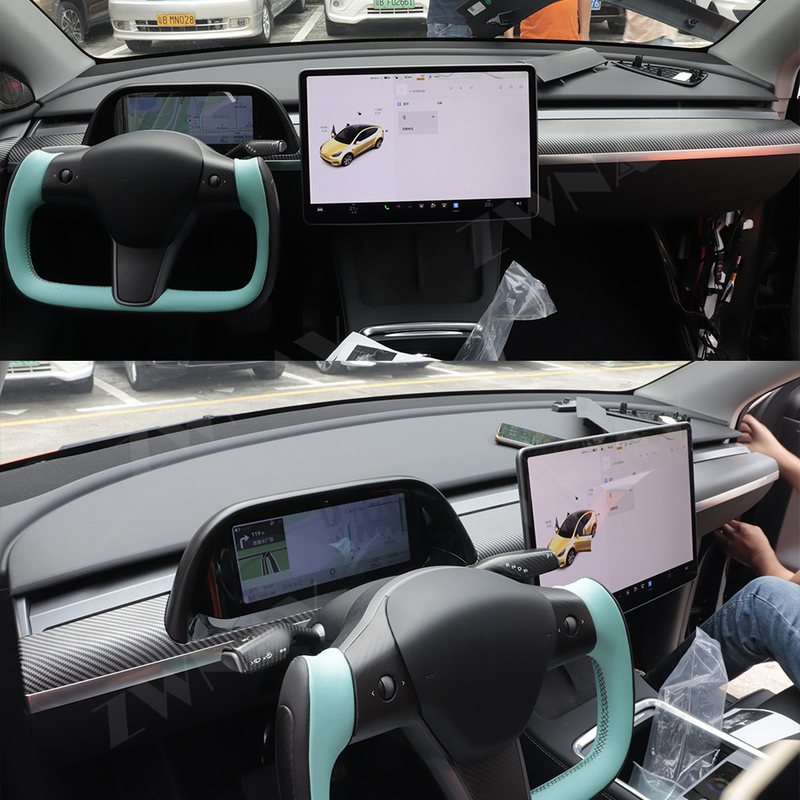 Tesla Model 3 Y Digital Cluster modelo do painel de instrumento do LCD do carro da fibra do carbono