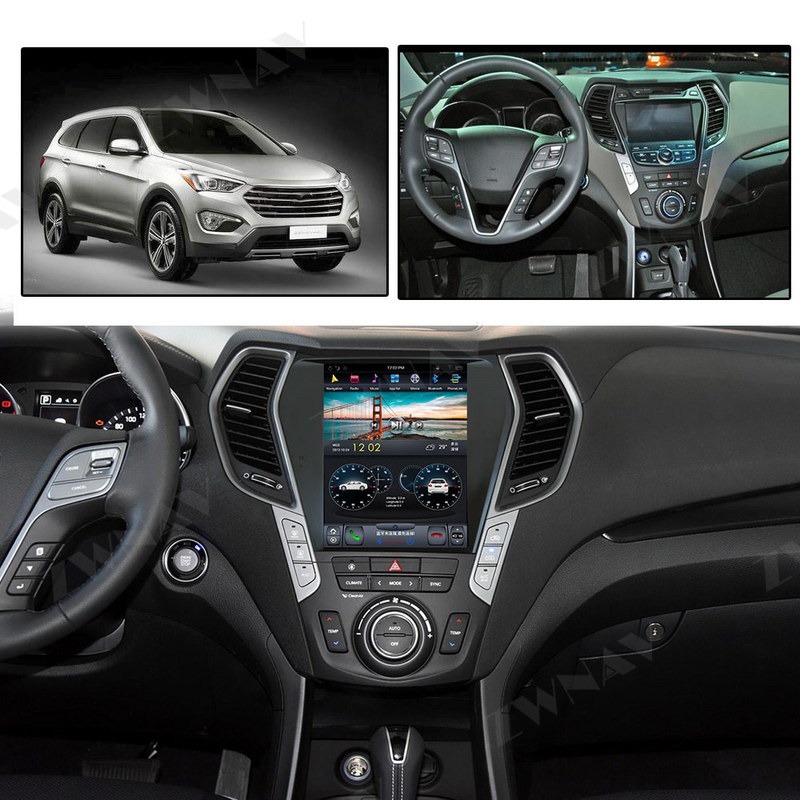 Rádio do carro Tesla estilo unidade principal para Hyundai Santa Fe Ix45 2013-2018 reprodutor multimídia