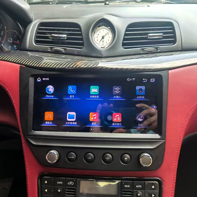 Fibra do carbono da tela do preto da fáscia do autorrádio de Android 10 para Maserati GT/GC GranTurismo